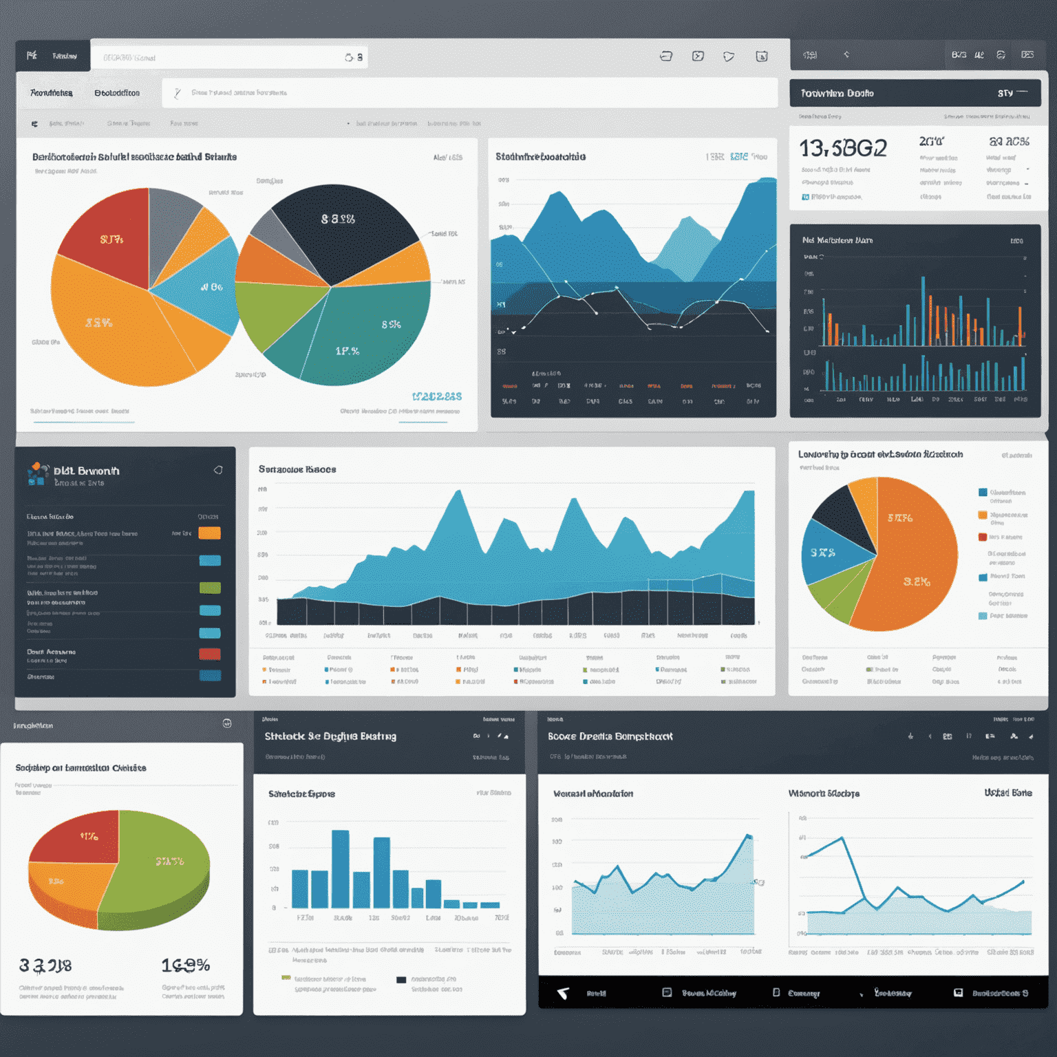 Imagen de un dashboard interactivo mostrando múltiples gráficos y visualizaciones de datos