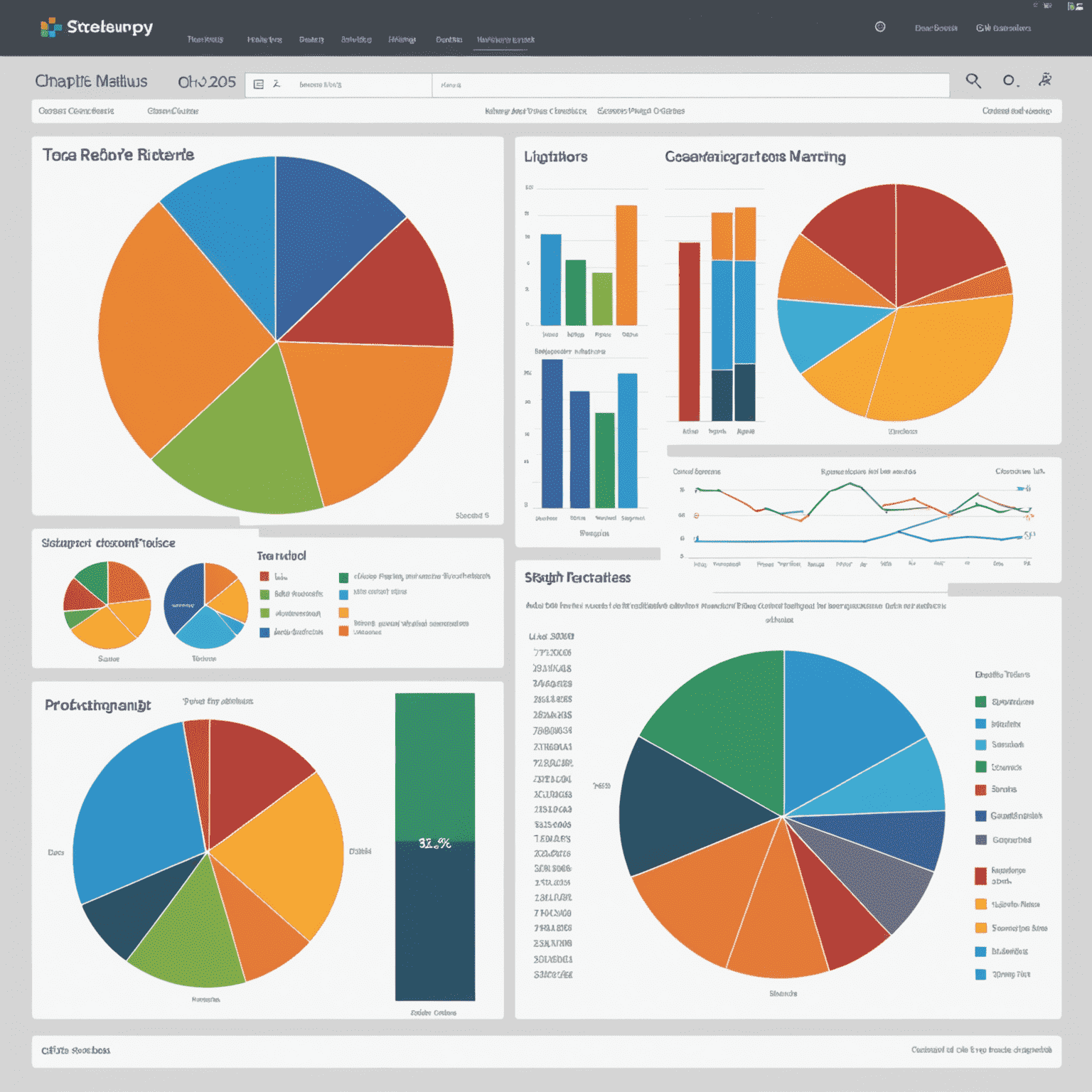 Imagen que muestra varios tipos de gráficos: circular, de barras, y un dashboard interactivo con datos coloridos