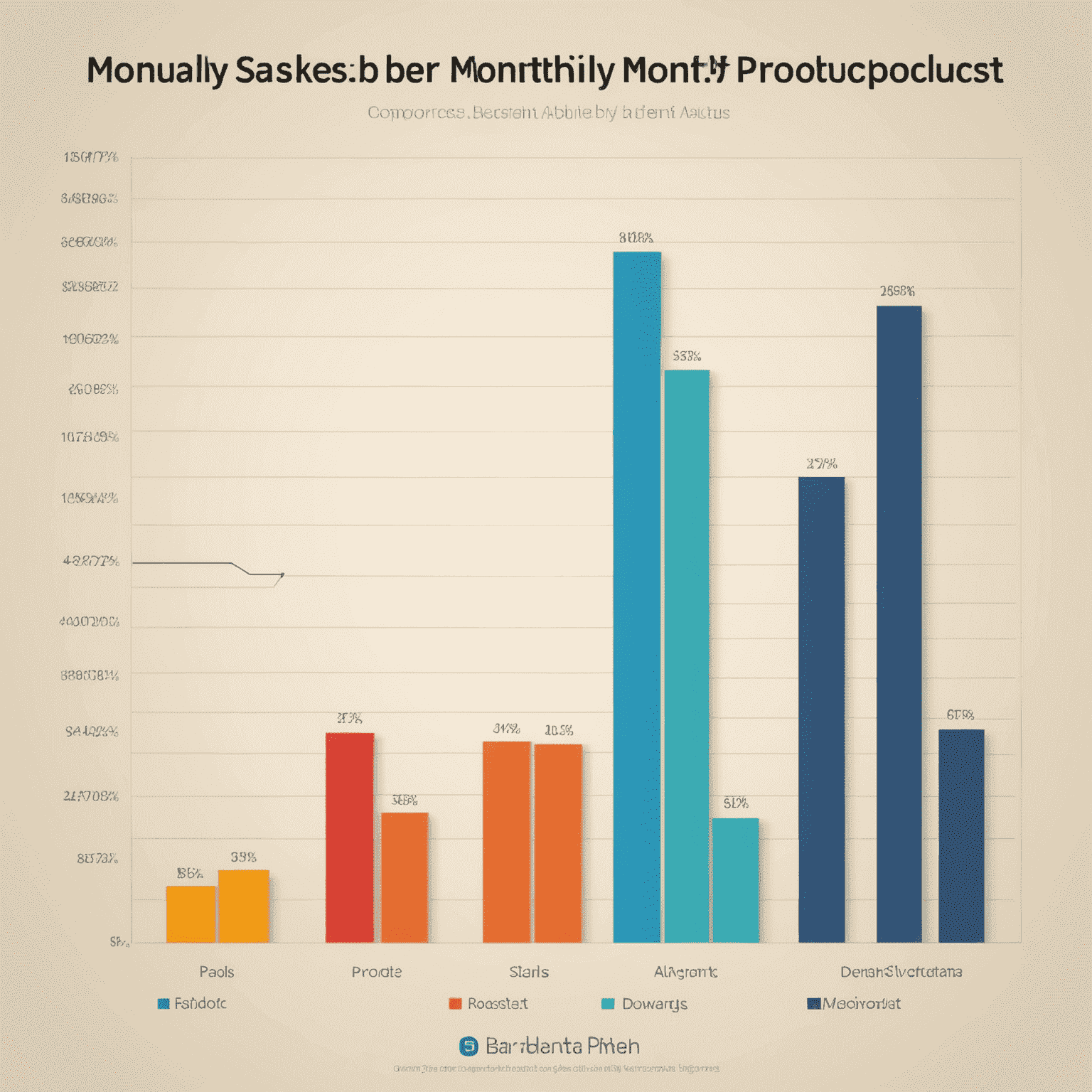 Gráfico de barras comparando ventas mensuales de diferentes productos