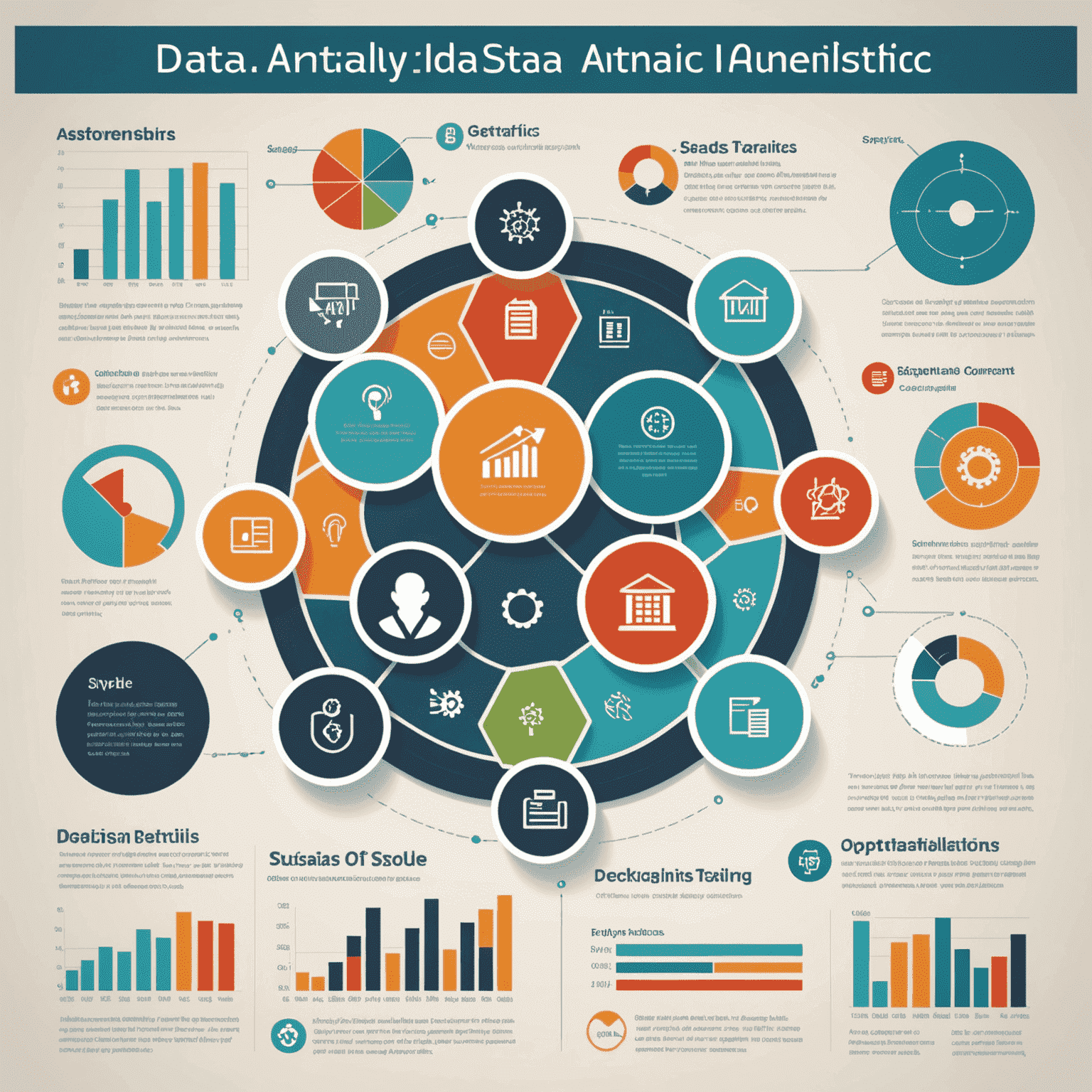 Infografía mostrando las habilidades clave para el éxito en análisis de datos, incluyendo iconos para programación, estadísticas, visualización y comunicación